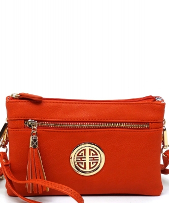 Fashion Logo Clutch Cross Body Bag WU021L BURNT ORANGE